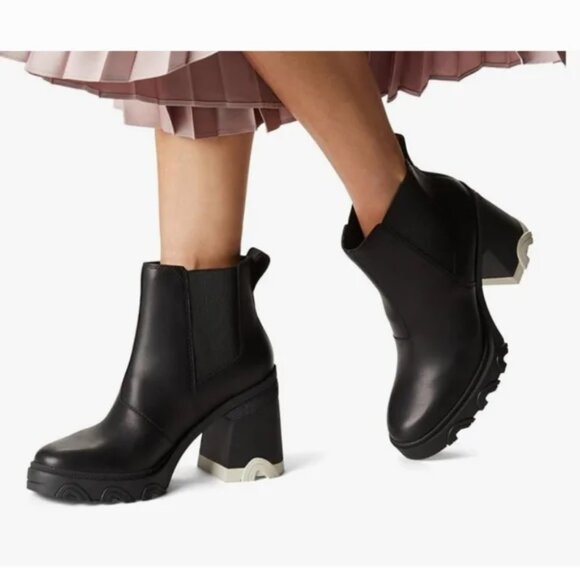 NIB Sorel Women's Black Brex Heel Chelsea Boots Waterproof 7 - Picture 1 of 8